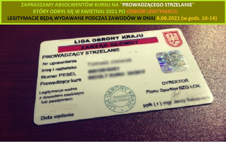 Legitymacje "Prowadzącego strzelanie" z kursu 04/2021